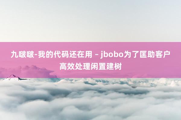 九啵啵-我的代码还在用 – jbobo为了匡助客户高效处理闲置建树